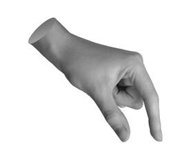 Showing small, something very little, two fingers taking invisible smth, hand sign isolated on...