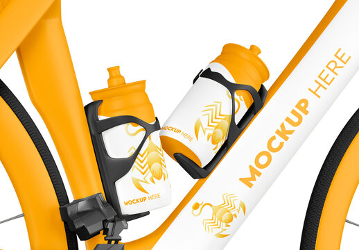 Water Bottles on the Bike Mockup