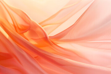 Abstract background with flowing fabric in warm shades of orange and peach