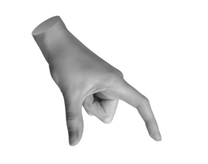 Taking, showing, holding something invisible, empty space, gap between two fingers, hand sign isolated on white background., transparent cut out PNG