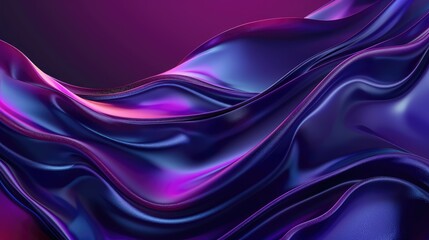 Obraz premium A rich 3D liquid wave banner with a gradient of deep purple to sapphire blue, giving off an aura of luxury and mystery.