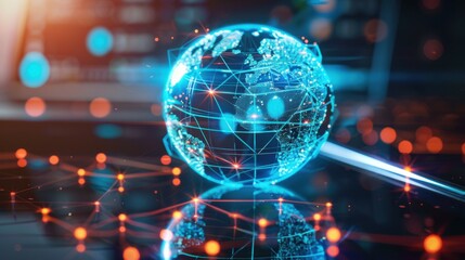 The world wide web in the form of a globe in the phone. global internet connection