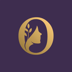Woman logo design element with creative letter O concept vector idea