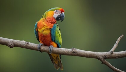 Obraz premium A vibrant macaw perched on a branch in the tropical sunlight