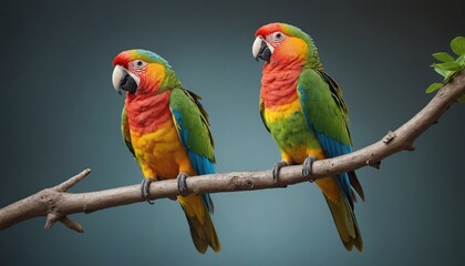 Fototapeta premium A vibrant macaw perched on a branch in the tropical sunlight