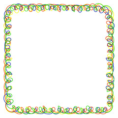 Quadruple frame in doodle style made of multi-colored wire on a white background