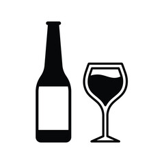 Beverages or drinks icon collection. Wine glass, coconut, mineral water, beer,  juice, cocktail symbol. Vector Illustration.