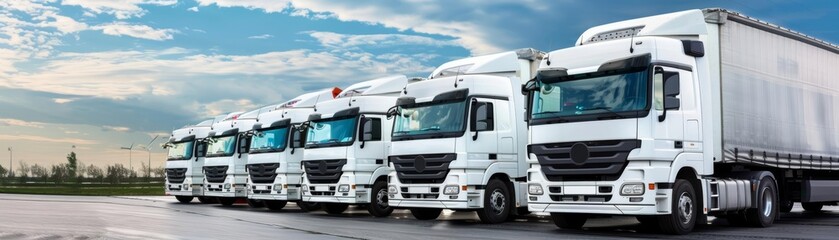 Fleet of cargo trucks performing haulage services, optimized logistics, reliable transport operations