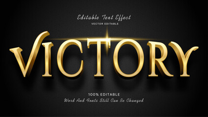 3D Editable Text Effect - Victory word Golden shiny Style theme.