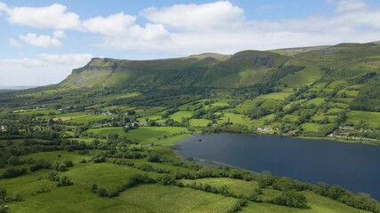 The lake in the mountain valley landscape, Glencar, Sligo, Leitrim, Ireland