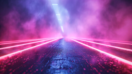 Luminous Neon Light Rays Gradient Lines Abstract Background with Copy Space
