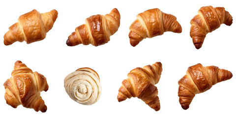 set of  Warm and Flaky Croissant isolated on a transparent background croissant png