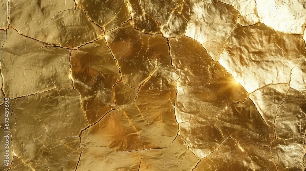 Poster a sophisticated gold foil background with a cracked surface and smooth edges, blending into a seamle