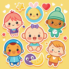 Naklejka premium cute baby sticker set