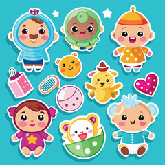 cute baby sticker set