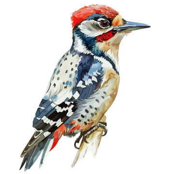 recommend clip art: Watercolor vector of a woodpecker bird, isolated on a white background, design art, drawing clipart, Illustration painting, Graphic logo, woodpecker vector 