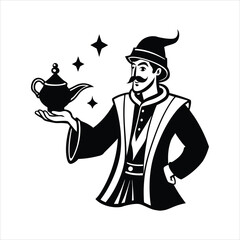 make a hand magic lamp vector