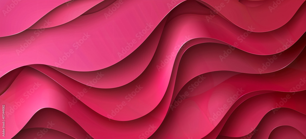 Poster hot pink background with an elegant wave shaped in the corner, simple design, high resolution, no te