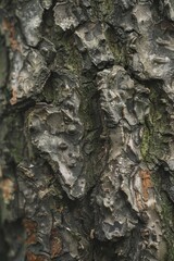 The bark of a tree is rough and has many bumps. The texture of the bark is very interesting and unique