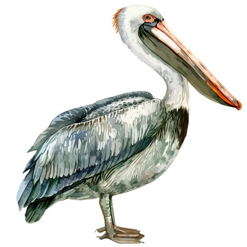 recommend clip art: Watercolor vector of a Pelican, isolated on a white background, design art, drawing clipart, Illustration painting, Graphic logo, Pelican vector 