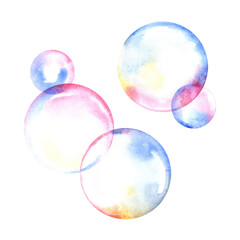 Watercolor soap bubbles composition. 