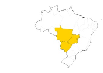 Mapa de la Región Centro - Oeste de Brasil