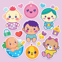 cute baby sticker set