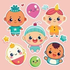 cute baby sticker set