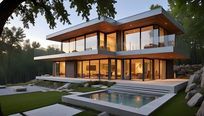 Fototapeta premium Modern luxury ecology house in elegent and luxurious look