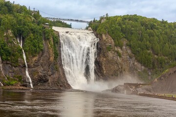Large waterfalls outside Quebec City in Canada 
