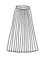 Hand drawn women skirt doodle in pen line art style. Png clipart isolated on transparent background