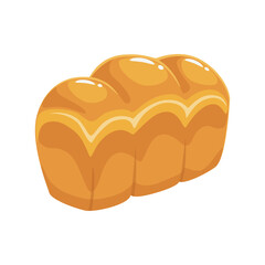 Tasty wheat buns bread vector illustration in flat colorful cartoon style. Baked yeast dough buns, brioche. Isolated food illustration for bakery poster, banner, card, advertising
