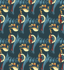 Beautiful stylized floral ornament. Floral rhythmic pattern.