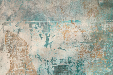 Grunge beige, blue dirty canvas denim fabric stain grain texture background.