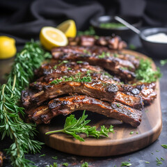 A close up of steaks cooking on a bbq grill with blazing fire flame at a Summer Barbecue