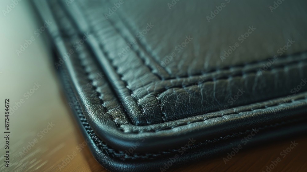 Poster The corners of an ereader case showing off the sleek glossy finish and carefully stitched edges with just a hint of the device peeking out from inside.