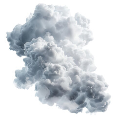 High-resolution isolated cloud formation against white background, perfect for weather and nature-related projects and artwork.