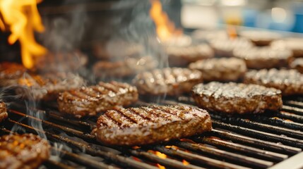 Smoked meats with peppercorns on a grill rack inside a smoker, with green peppers and smoke