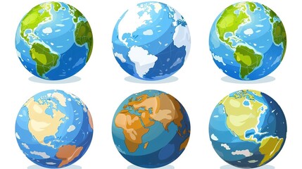 Fototapeta premium Global Perspectives: A Diverse Collection of Stylized Earth Globes