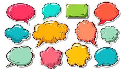 Colorful Comic Book Speech and Thought Bubbles Collection