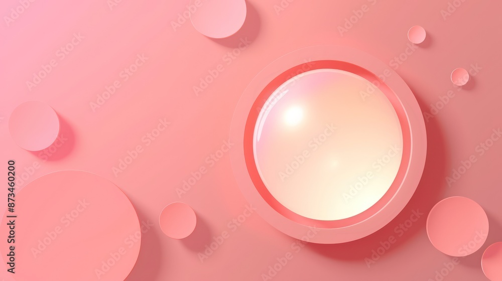 Poster abstract pink background with circular elements and soft lighting