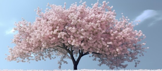 Naklejka premium A Single Cherry Blossom Tree In Full Bloom