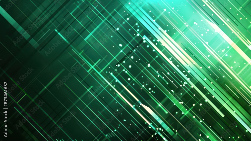 Poster dynamic green abstract lines and dots creating futuristic vibe