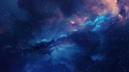 Stunning cosmic space view with vibrant blue and orange nebula clouds