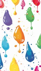 Colorful paint splashes on white background creating a vibrant and playful abstract pattern