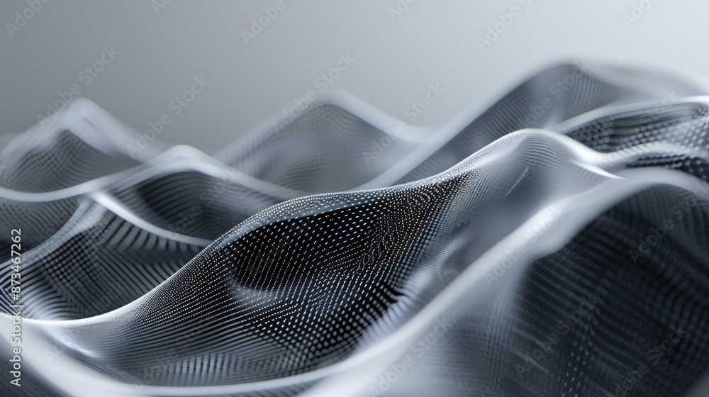 Poster a series of waves in a grayish color. the waves are very small and are scattered all over the image