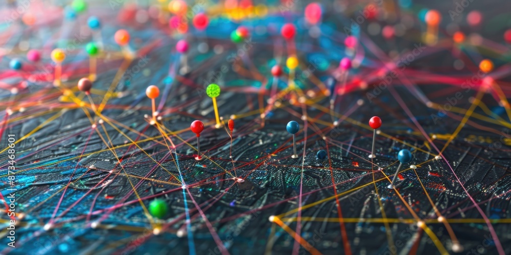 Aufkleber a colorful image of many small dots, some of which are red, blue, and green. the dots are arranged i