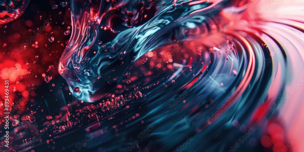 Aufkleber a blue and red swirl of water with a lot of bubbles. the bubbles are in different sizes and are scat