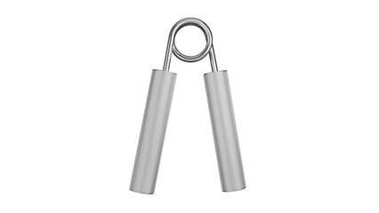 Hand gripper or espander with metal handles isolated on transparent and white background. Sport concept. 3D render