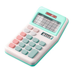 Ilustración en fondo transparente de calculadora de juguete con colores pastel